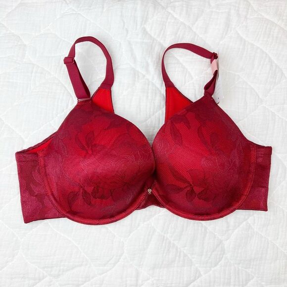 Cacique Boost Plunge Push Up Bra 40DD Red Underwire Lightly Lined NWT - Picture 1 of 8